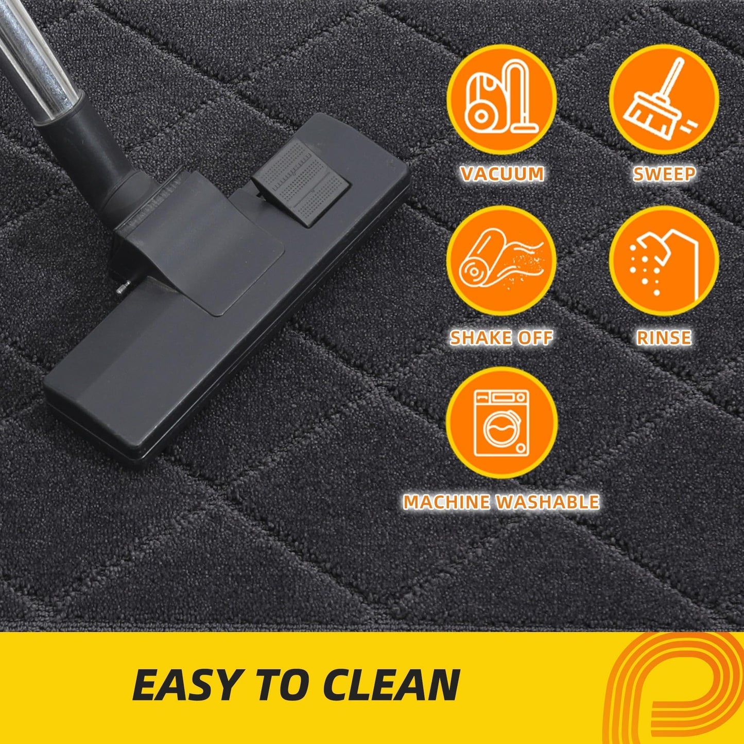 JSEI Dirt Trapper Door Mat 20"x32", Non-Slip Washable Entryway Mats, Dog Door Mat, Absorbent Floor Mats, Low Profile Welcome Mat for Front Back Door, Dark Grey