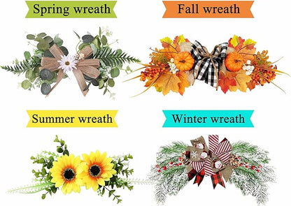 Interchangeable Welcome Sign for Front Door with 4 Seasonal Wreaths and 21 Changeable Icons, Farmhouse Rustic Outdoor Welcome Signs Porch, Holiday Spring Summer Winter Fall Decorations for Home Gifts