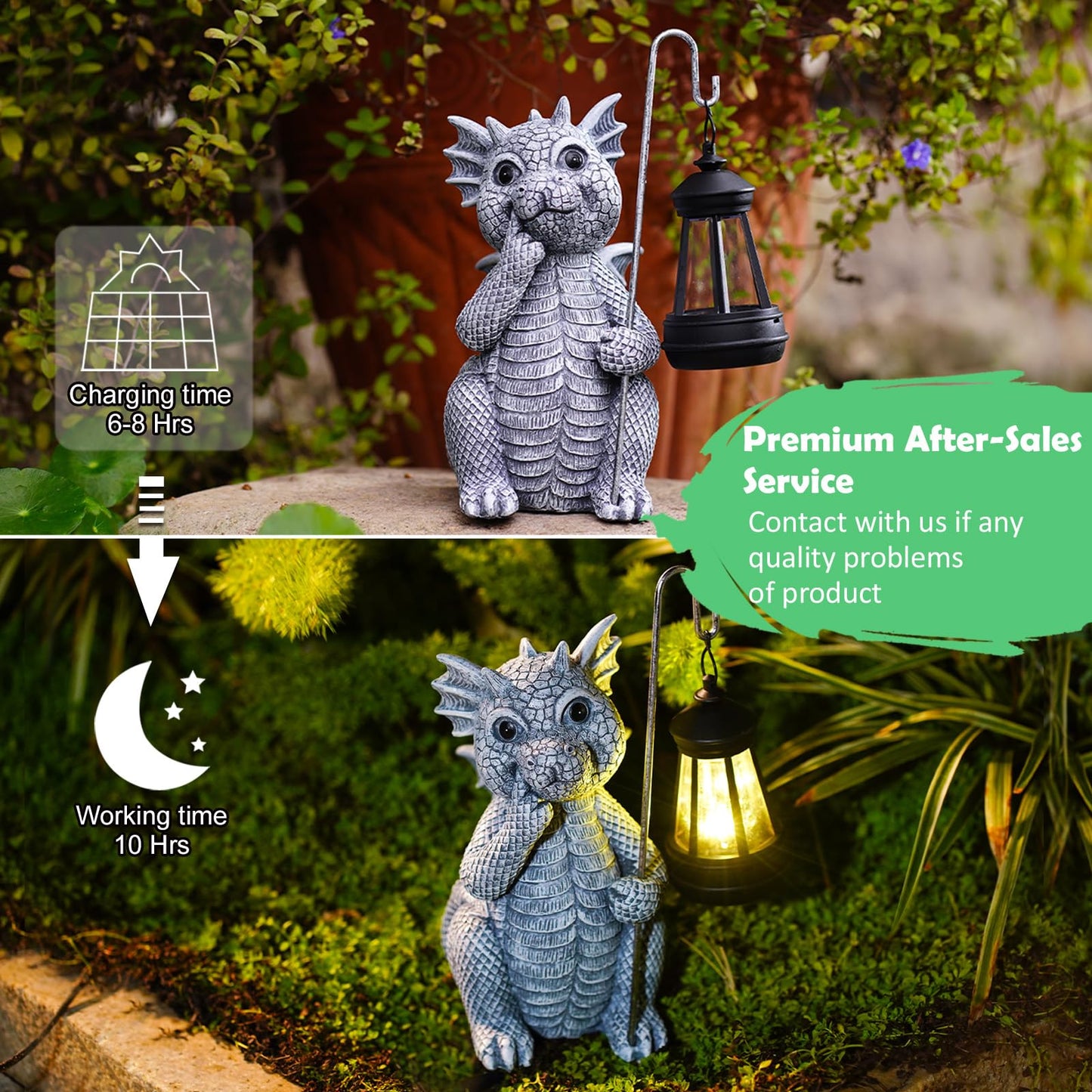 Qeeman Solar Dragon for Garden Decor: Weatherproof Resin Statues