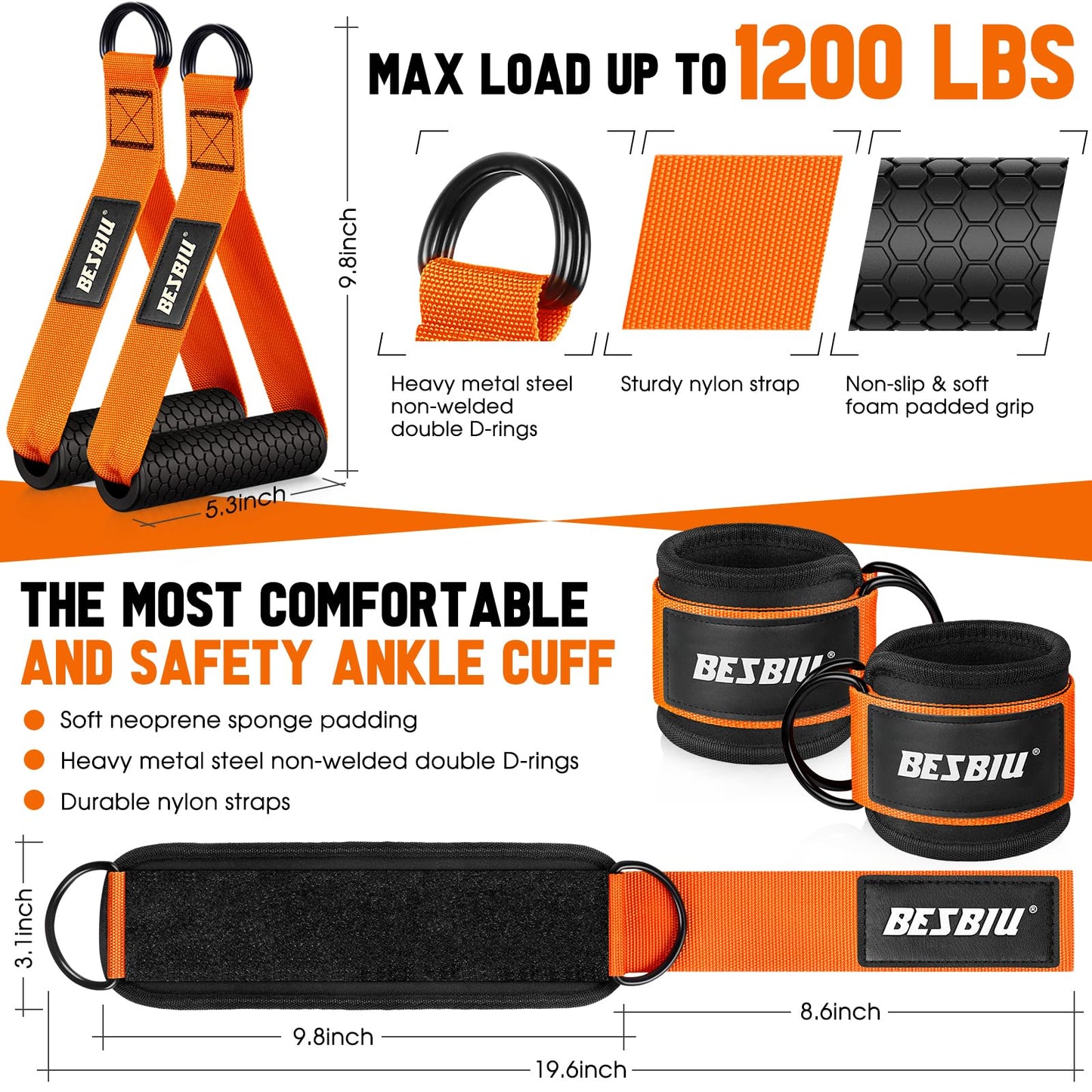 Heavy Resistance Bands for Working Out, 300lbs/360lb/420lb Exercise Bands Workout Bands with Handles, Door Anchor, Ankle Straps, Home Gym Workout Equipment for Men Fitness Strength Training Stretching