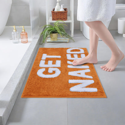 Zeeinx Get Naked Bath Mat Cute Bathroom Rugs Non Slip Microfiber Bath Rugs Funny AutumnBathroom Decor Machine Washable Orange Bath mat for Tub and Shower,16”x24”
