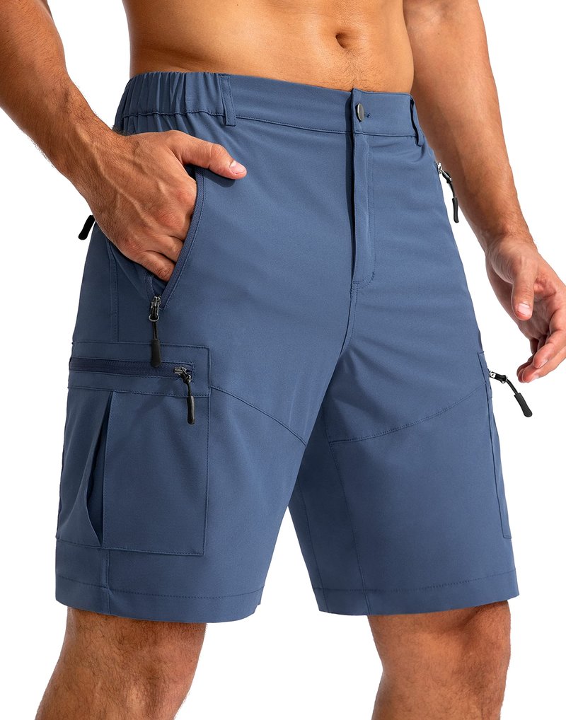 Pudolla Men's Hiking Cargo Shorts 9" Lightweight Outdoor Work Shorts for Men Travel Golf Camping Casual with 5 Zipper Pockets(Dark Navy 3X-Large)