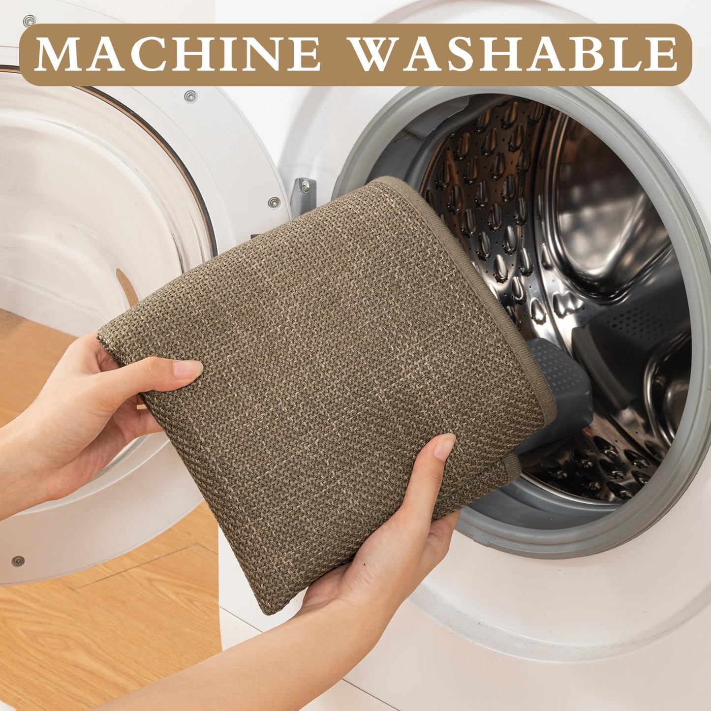 YIHOUSE Brown Bath Rug Set, 3 Piece Dark Beige Absorbent Non Slip Washable, Quick Dry Thin Bath Mat for Toilet and Floor