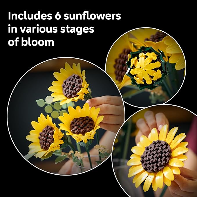 LEGO Botanicals Sunflower Bouquet Building Set for Adults Ages 18+ - Artificial Flowers for Home Office Bedroom or Desk Decor - Gifts for Women &amp Men - 11502