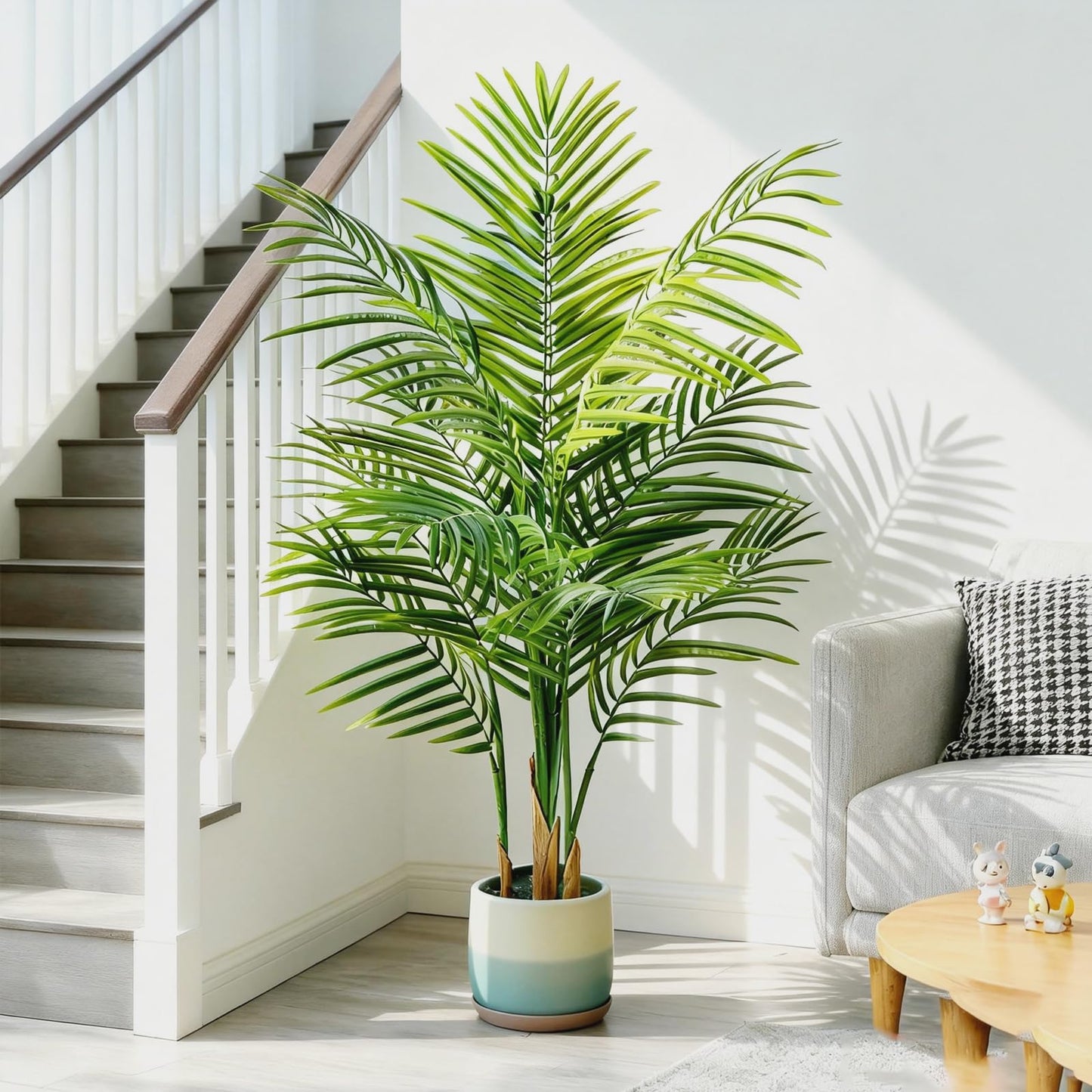 AzureLeap Artificial Palm Tree Indoor 4ft, Large Fake Tropical Areca Palm Tree with 13 Trunks, Faux Dypsis Lutescens Floor Plant in Pot for Indoor Outdoor Home Office Decor & Housewarming Gift