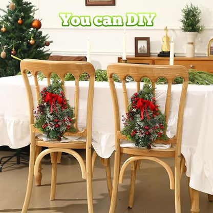 6 Pcs 13 Inch Christmas Wreath Christmas Tree Wire Wreath Metal Frame Xmas Garland DIY Craft for Holiday Wall Porch Home Decoration Front Door Chair Fireplace Hanging Decor Xmas Tree