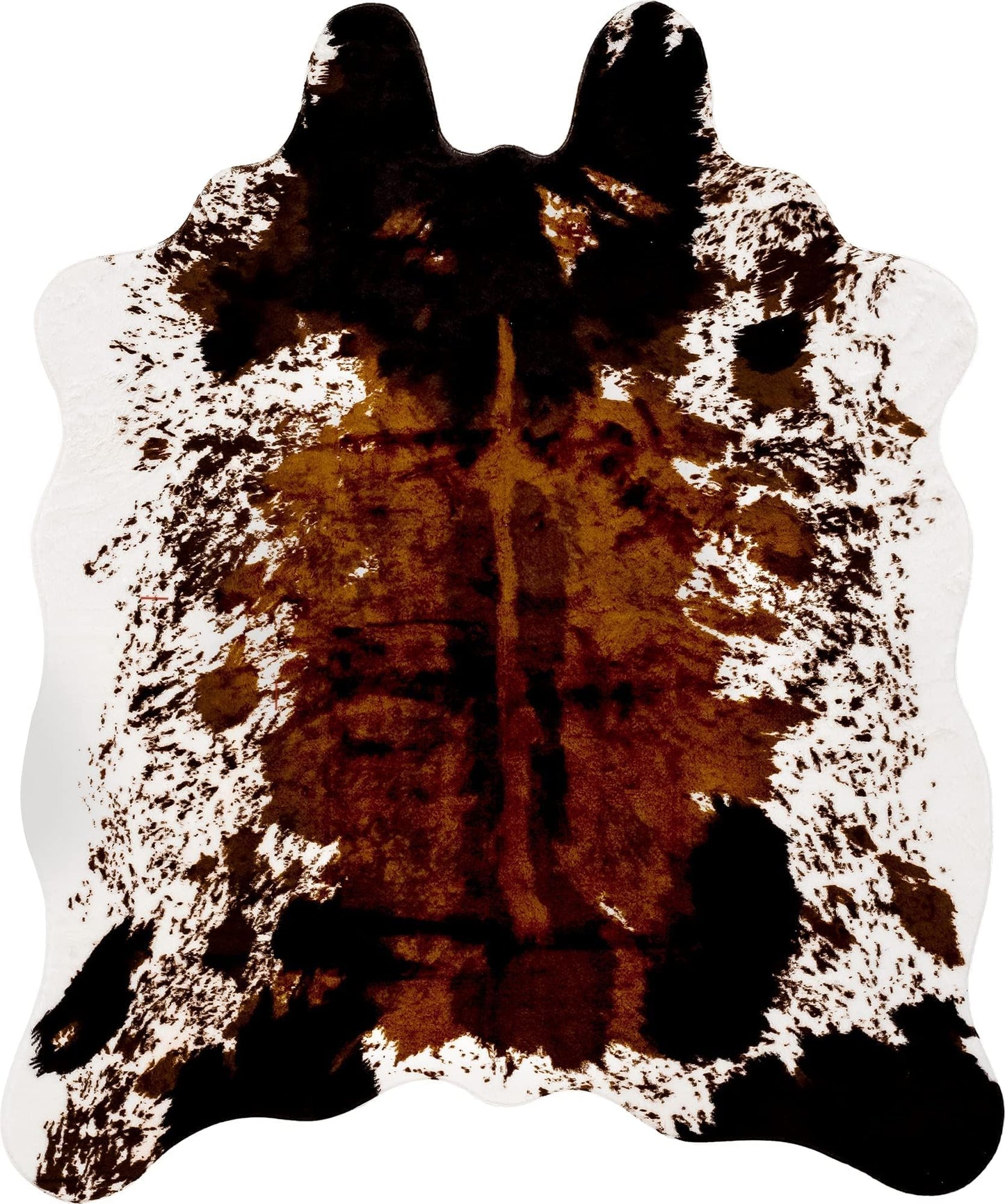 CONBEN Faux Cowhide Rug Large (4.3ft x 5.6ft) - Non-Slip Backing, Cow Print Decor - Fireplace Hearth Rug, Wall Art Farmhouse, Western Floor Rugs for Living Room, Bedroom, Dining Area or Office