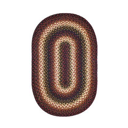 Oval Jute Braided Rug – All Natural Fiber 20" x 30" Area Rug, Made with Natural Jute Twine – A Reversible Rug for Rustic Home Décor – Homespice Prescott Oval Jute Rug 20" x 30" with Black, Red, Brown