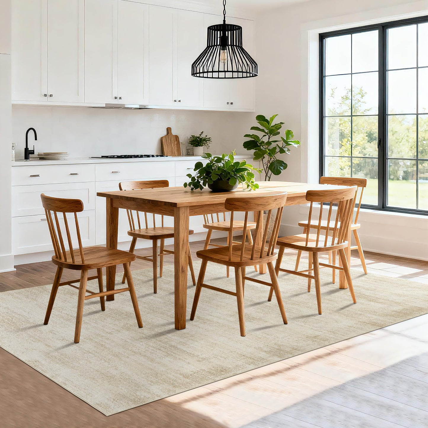BILEEHOME 6x9 Area Rugs for Living Room, Washable Tan Beige Neutral Abstract Boho Modern Farmhouse Rug for Dining Room Under Table Bedroom Tan Coffee Brown with Beige