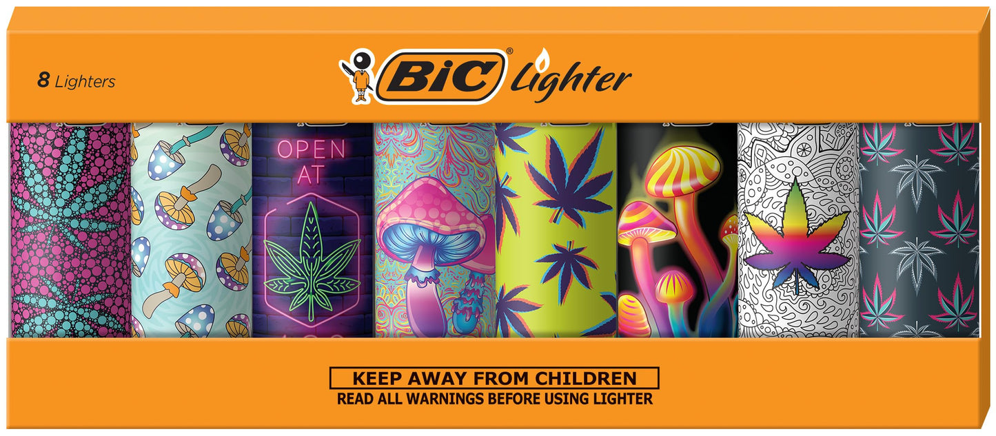BIC Maxi Pocket Lighter, Special Edition Counterculture Series, 8 Count Pack of Lighters