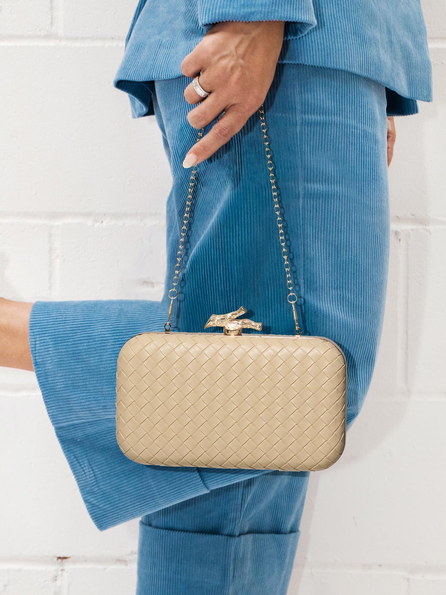 CHUNLI Clutch Purses for Women Evening/Wedding Chic Woven Bag Formal PU Leather Purse Designer Handbags for Women