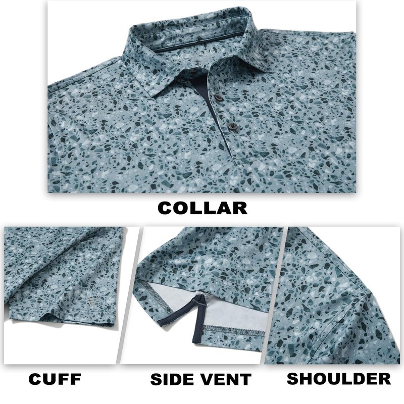 M MAELREG Polo Shirts for Men Quick Dry Fit Short Sleeve Performance Moisture Wicking Print Men’s Golf Shirts