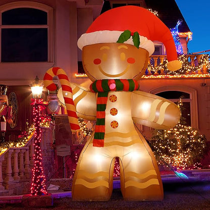 Onory 8 FT Christmas Inflatables Decoration Gingerbread Man with Built-in LEDs Blow Up Inflatables for Xmas Party Indoor Outdoor Yard Garden Lawn Décor