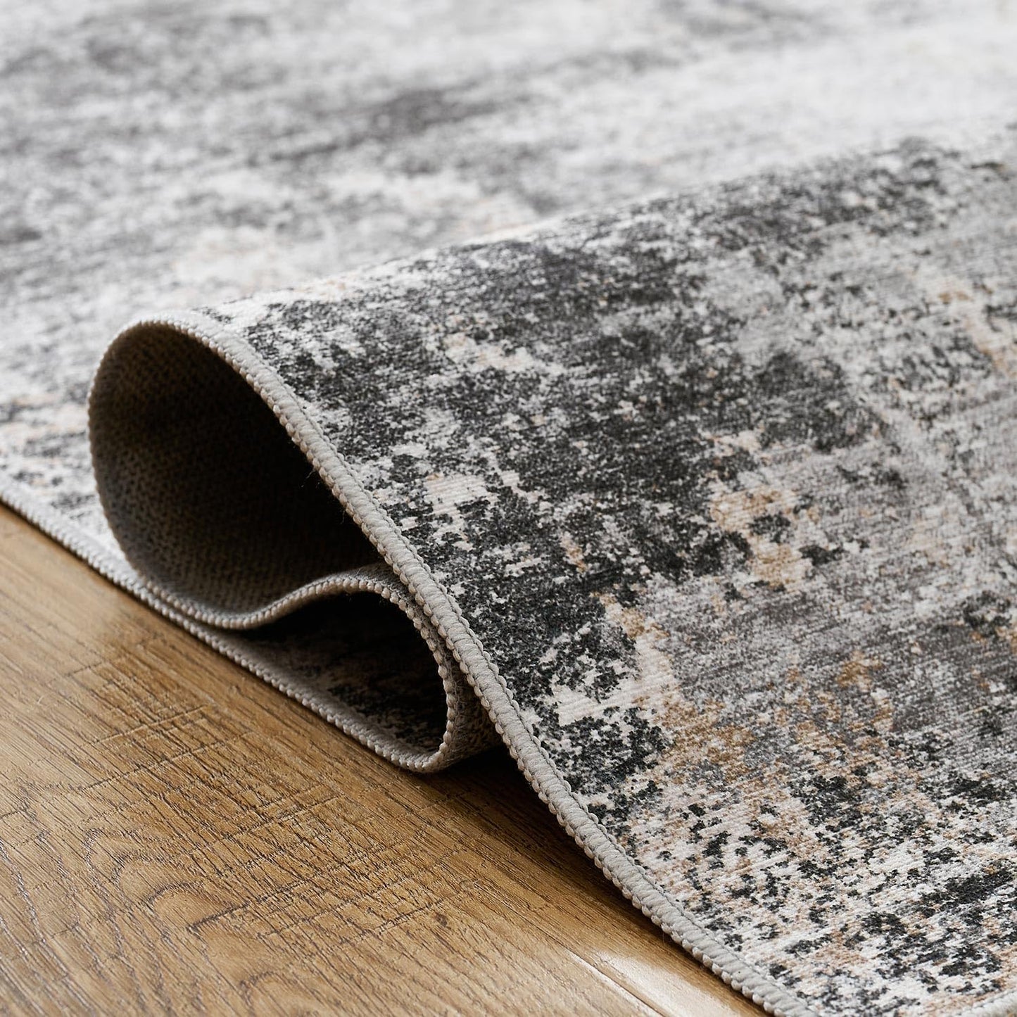 jinchan Runner Rug 2x6 Washable Modern Rug Abstract Hallway Runner Grey Multi Print Overdyed Indoor Mat Contemporary Lightweight Non-Slip Thin Carpet for Kitchen Laundry Bedroom Living Room
