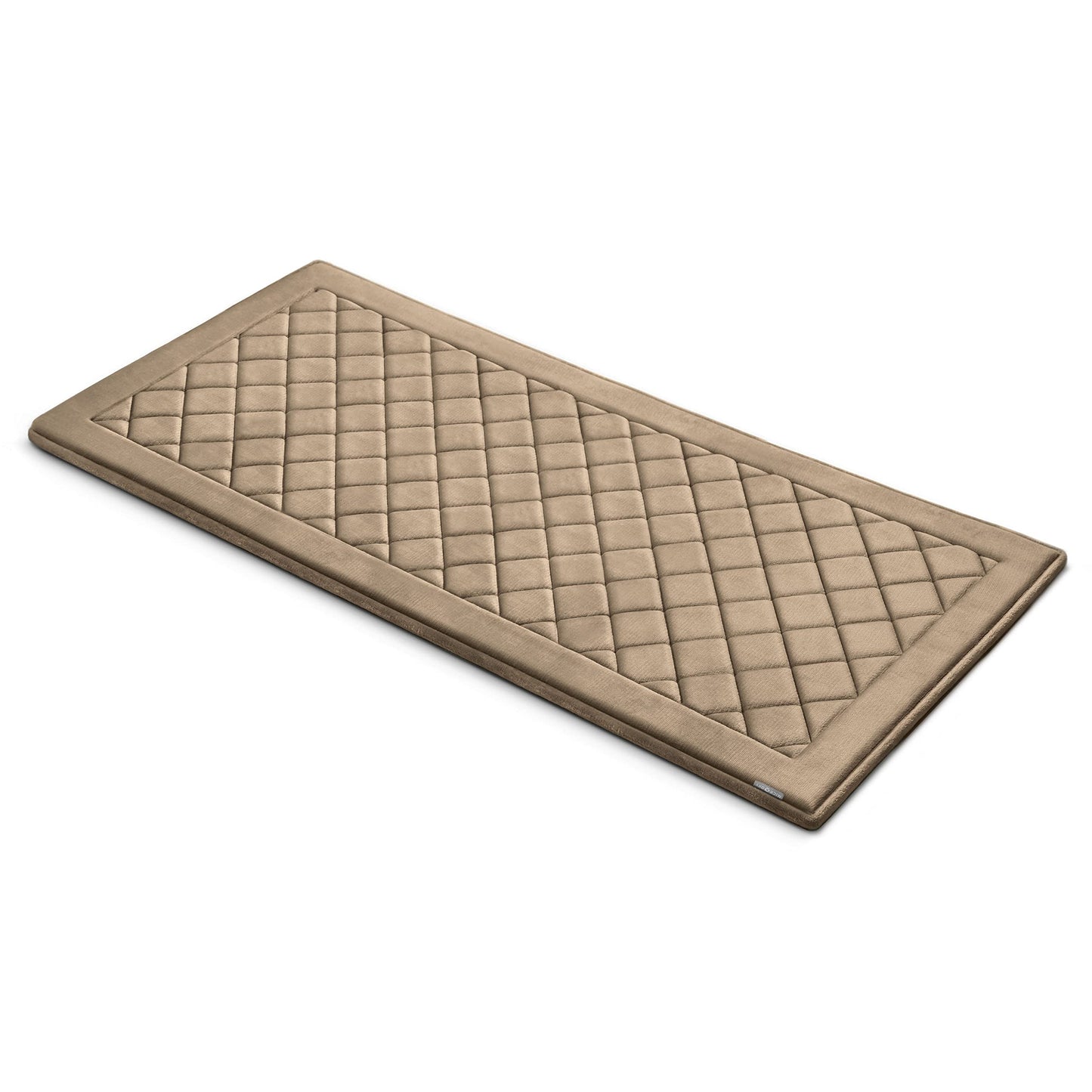 MICRODRY SoftLux Diamond Embroidered Bath Mats for Bathroom, Extra Thick Memory Foam Bathroom Rugs with GripTex Skid-Resistant Base, 24x58, Runner, Linen