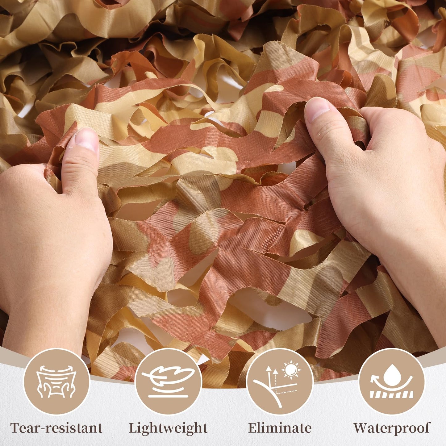 Yeacool Camo Nettin Bulk Roll Camo Net Camo Cover Camouflage for Hunting Blind Military Party Decor Canopy Outdoor Photo Background Window Screen Cover (Desert, 32.8ftx4.9ft, 10m*1.5m)
