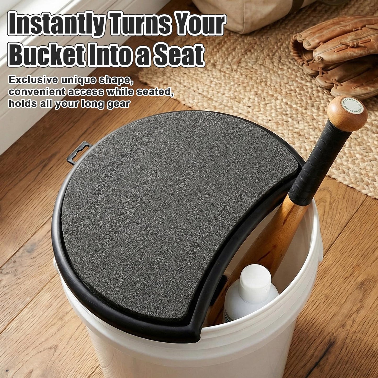 Novabright 4 Pcs 5 Gallon Kidney Shape Bucket Seat, Bucket Lid Seat with Foam Cushion Padding for Option Ice Fishing, Baseball, Gardening and Camping
