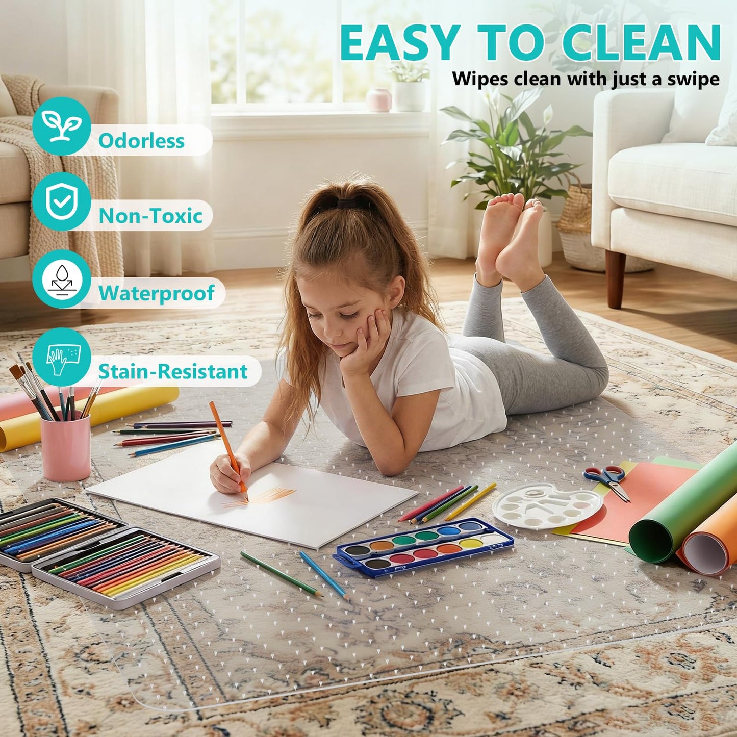 Office Chair Mat for Low Pile Carpet with Lip, 36" x 48" Clear Heavy Duty Plastic Floor Protector for Smooth Rolling Desk & Computer Chairs, Under Desk Chair Mat for Home Office
