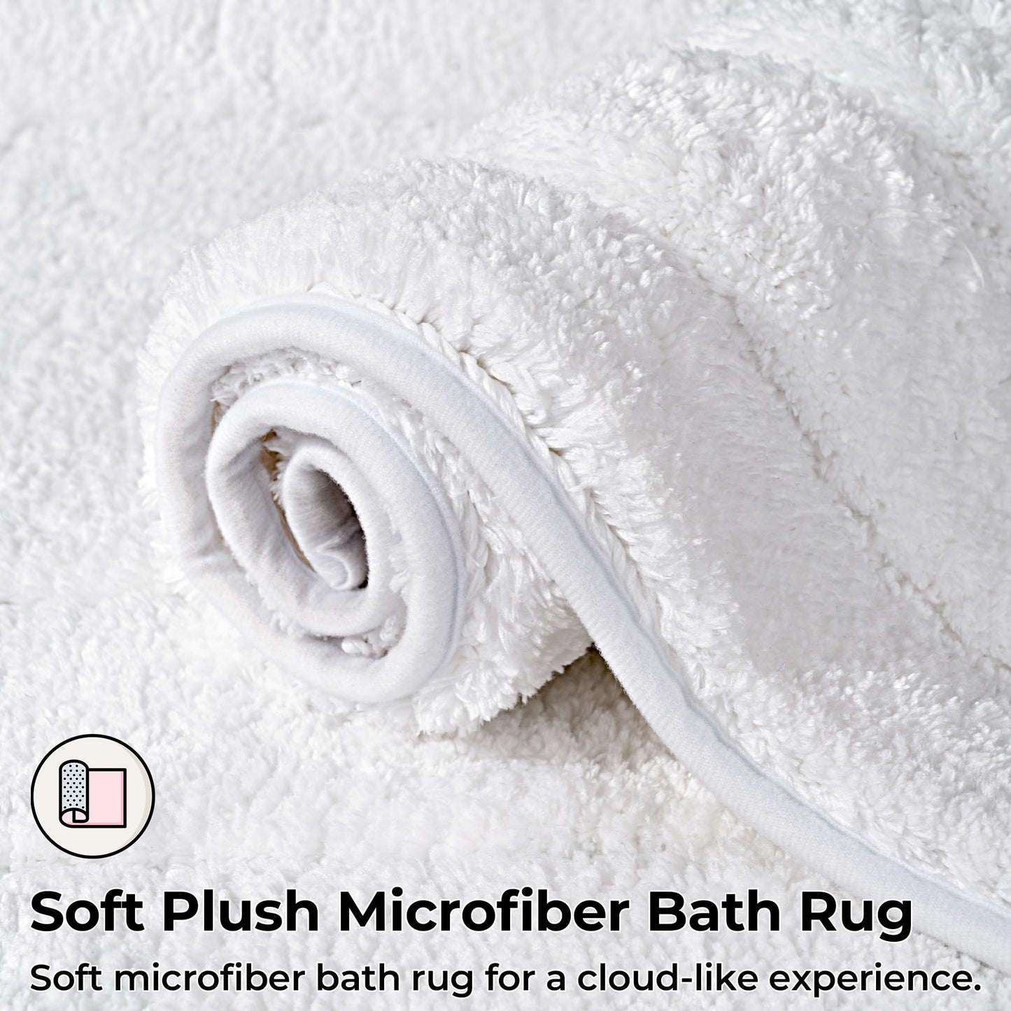 GRANNY SAYS Bathroom Toilet Rugs U Shaped, Bath Mats for Bath, Bathroom Rugs Non Slip Washable, Absorbent Microfiber Toilet Mat, Soft Plush Shaggy Bath Carpet, 20" x 24", White