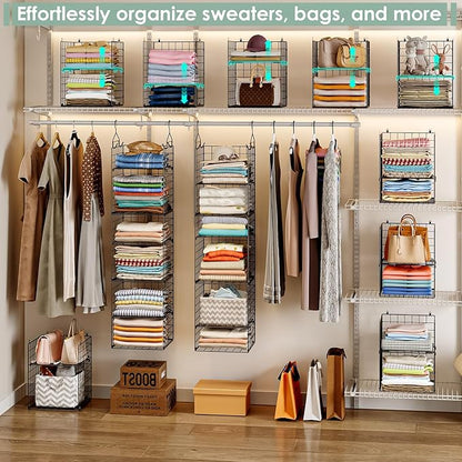 6-Tier Closet Hanging Organizer Shelves, Hanging Closet Organizer and Storage