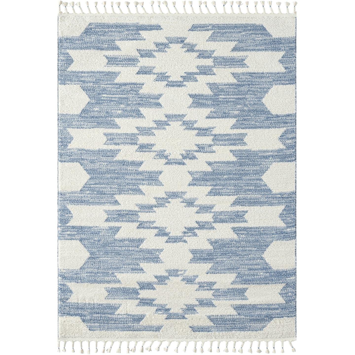 LUXE WEAVERS Ibiza Collection 8068 Blue 5x7 South Western Geometric Area Rug