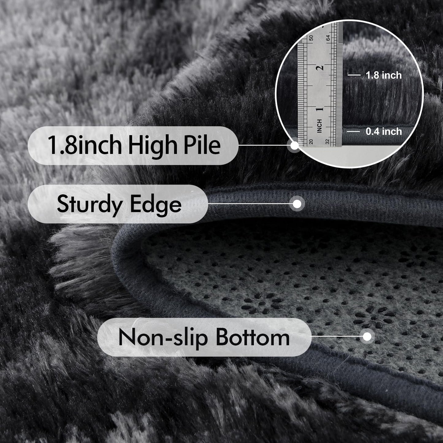 10x14 Ft Extra Large Shag Rugs for Living Room, Ultra Soft Fluffy Furry Area Rugs for Bedroom Indoor Floor, Aesthetic Carpet for Kids Home Decor (Dark Grey)