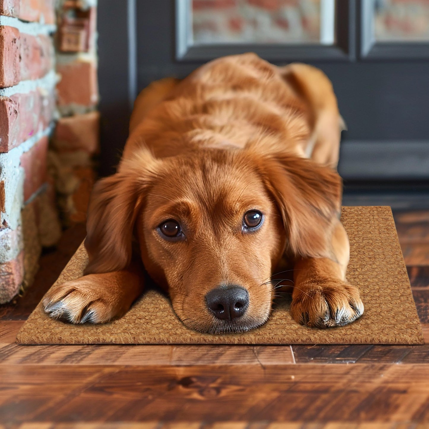 Croft&Cane Woven Coir Doormat – Basketweave Design Non Slip Heavy Duty Back Door Mat - Easy Clean Dirt Trapping Durable Indoor Outdoor Entryway Front Door Mat – 17 x 30 Inches - Natural