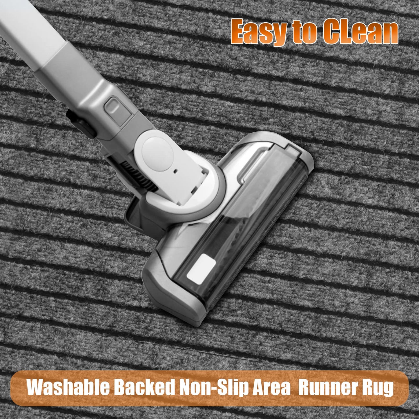 Weidear Hallway Runner Rug with Rubber Backing, Laundry Room Rug Non Slip, Washable Outdoor Indoor Rug Carpet Runner, Customized Area Rugs Mat for Entryway, Balcony, Deck-2FT x 10FT, Gray Stripe