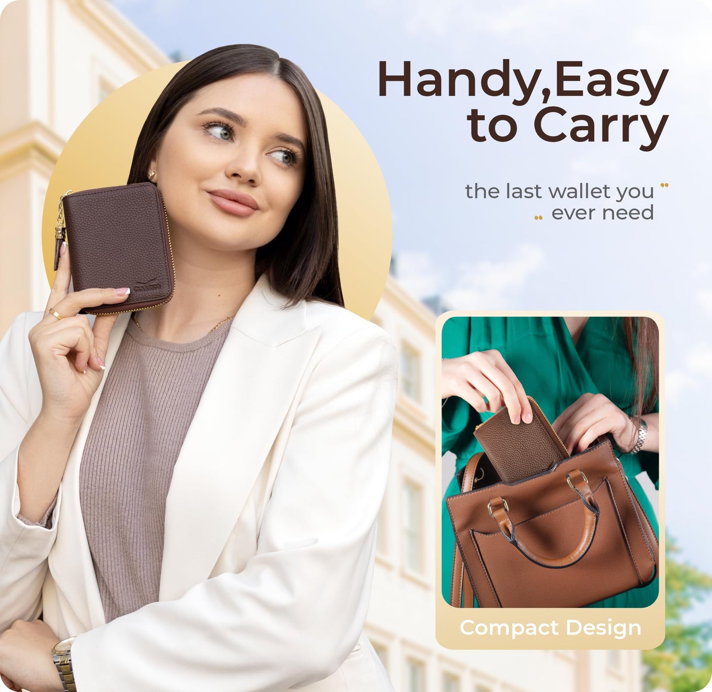 Claasico Bifold Wallet for Women RFID Blocking | Genuine Leather Zip Wallet & Ladies Coin Pocket | Stylish Credit Card Holder | Travel Wallet with Anti-Theft Protection