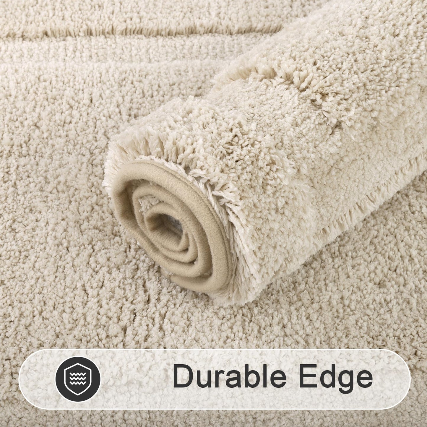 SHACOS Soft Absorbent Bathroom Rugs Set of 2 Pieces with U Shaped Toilet Rug Contour Bath Mats Bath Rugs 20"x24"+20"x32" Non Slip Washable, Light Beige