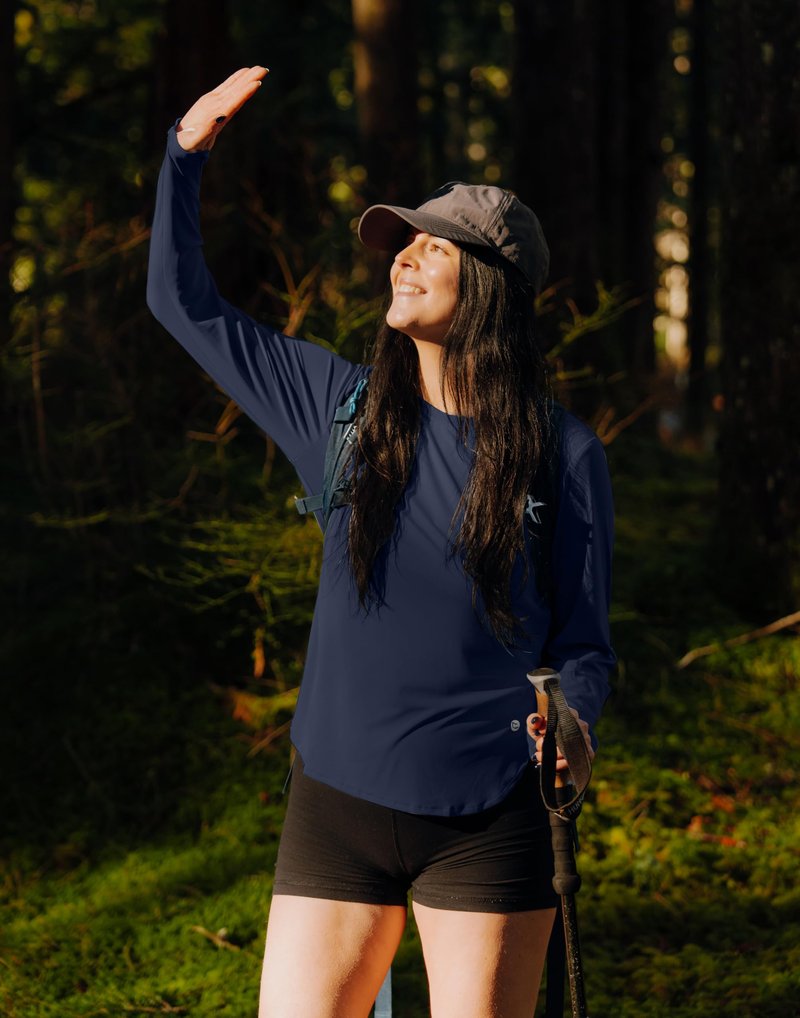Women's Sun Shirts UPF 50+ Long Sleeve UV Protection Shirt Lightweight Quick Dry Workout Hiking Tops for Women(Navy,M)