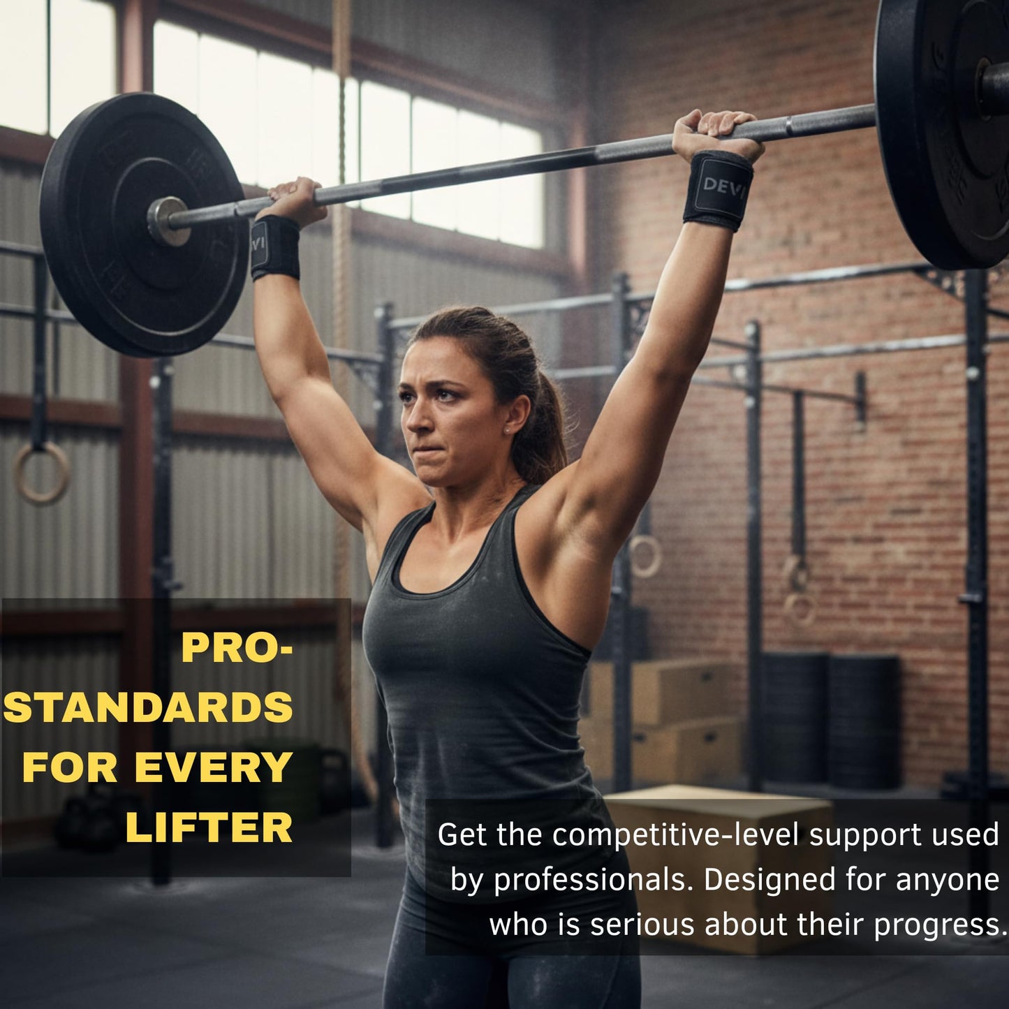 Wrist Wraps for Weightlifting 18" with Thumb Loop- Professional Quality, Best Wrist Support Wraps for Gym, Powerlifting Competition, Bodybuilding, Strength Training, Curls & Dips, Bench Press- Men and Women (Pair) DEVI (Black)