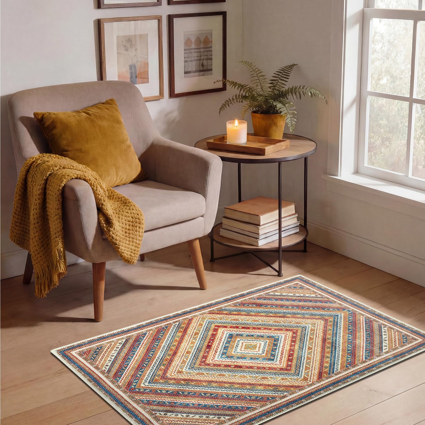 Keen Home Design 24"x36" Rug - Machine Washable Entry Rug with Non-Slip Backing, Ideal for Entryway, Kitchen, Bathroom, Laundry Room - Vintage, Easy Clean, Durable, Low Pile - (2' x 3')