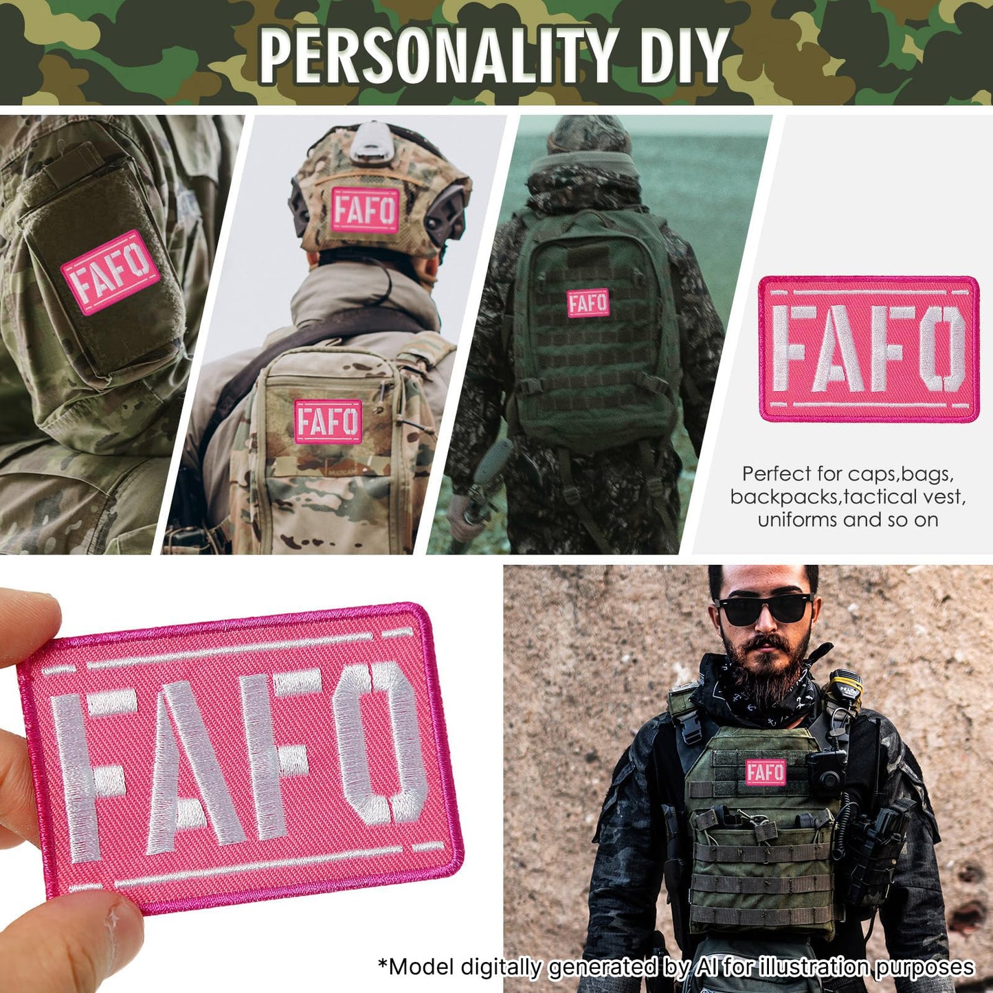 XMJY Pink Hook and Loop Patches - Fuck Around and Find Out Patch, Funny Embroidered Meme Patch, FAFO Patch for Backpacks, Dog Harnesses, Army Vests, Jackets, Jeans, Hats, Helmets
