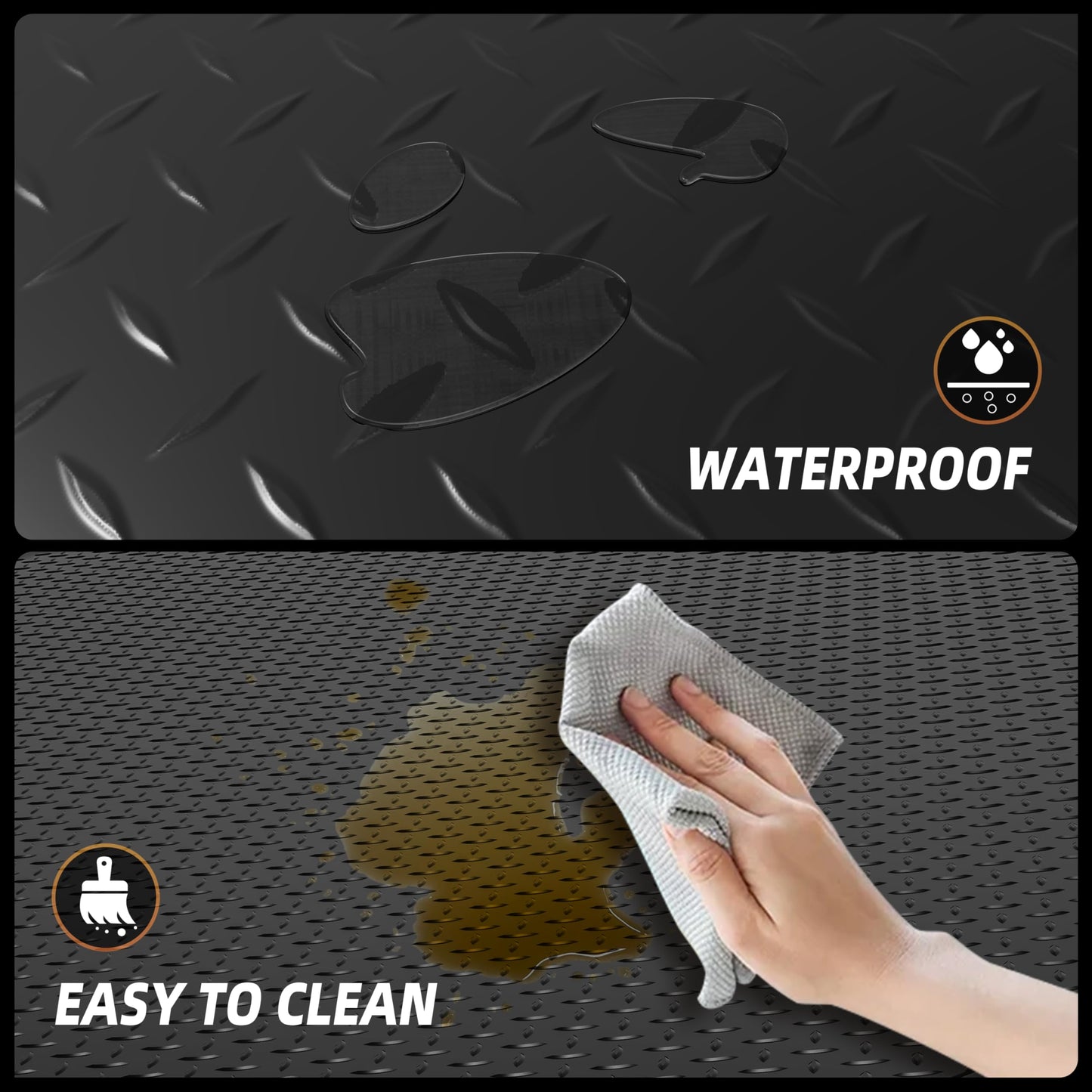 LulnCush 8.2 x 23 FT Garage Floor Mat, 2.8mm Thickened Diamond Plate PVC Garage Flooring Roll for Under Car, Heavy Duty Garage Floor Protector 188.6 SQFT for Garage, Basement, Golf Cart. Black