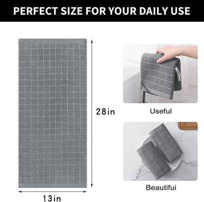 Homaxy 100% Cotton Terry Kitchen Towels, Checkered Designed, Soft and Super