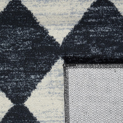 Lahome Zelie Moroccan Trellis Area Rug, 2x3 Small Black Checkered Entryway Rug Non Slip Kitchen Mat, Stain Resistance Indoor Modern Floor Soft Throw Carpet for Front Door Bathroom Sink Bedroom