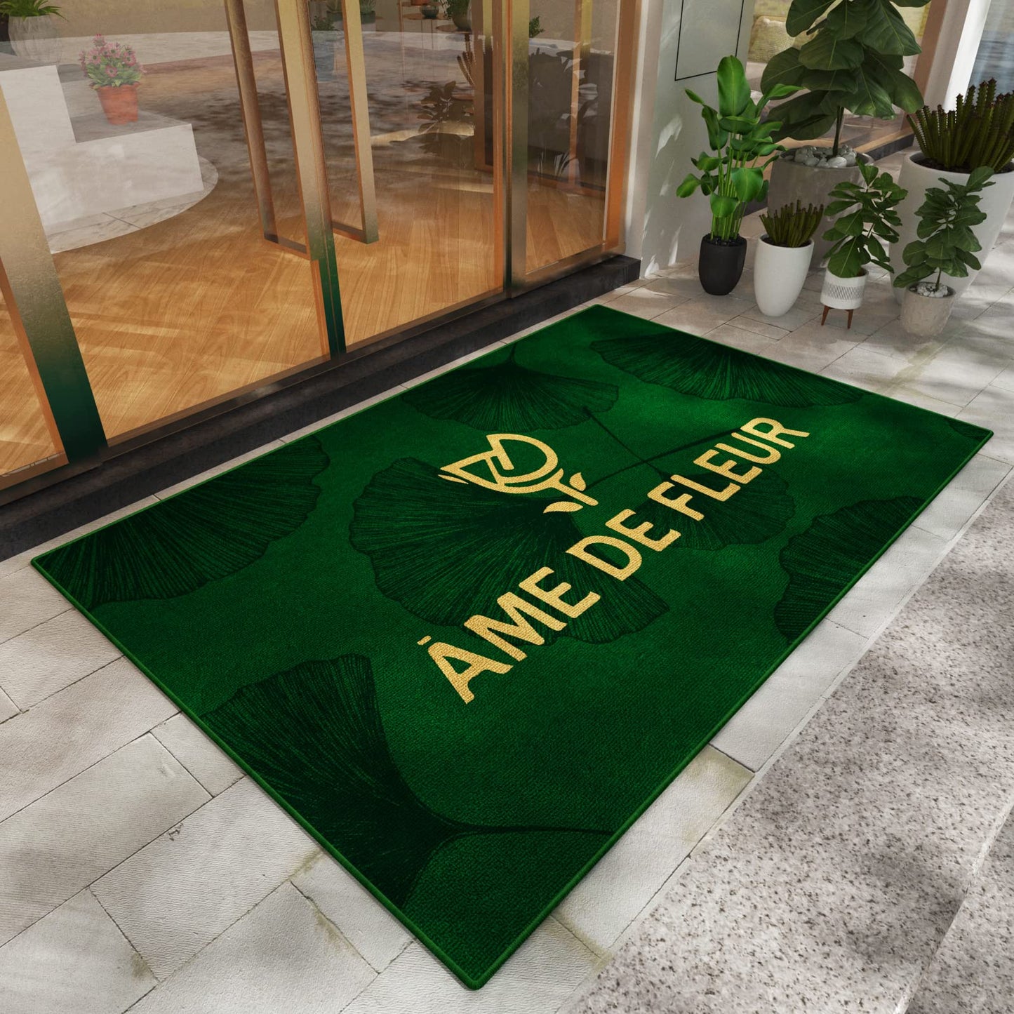 MAOVOT Custom Door Floor Mat Customized Design Logo Doormat Commercial Entrance Mat with Non-Slip Rubber Backing Fabric Border Indoor Outdoor Doormat 2' x 3' 7mm Thick