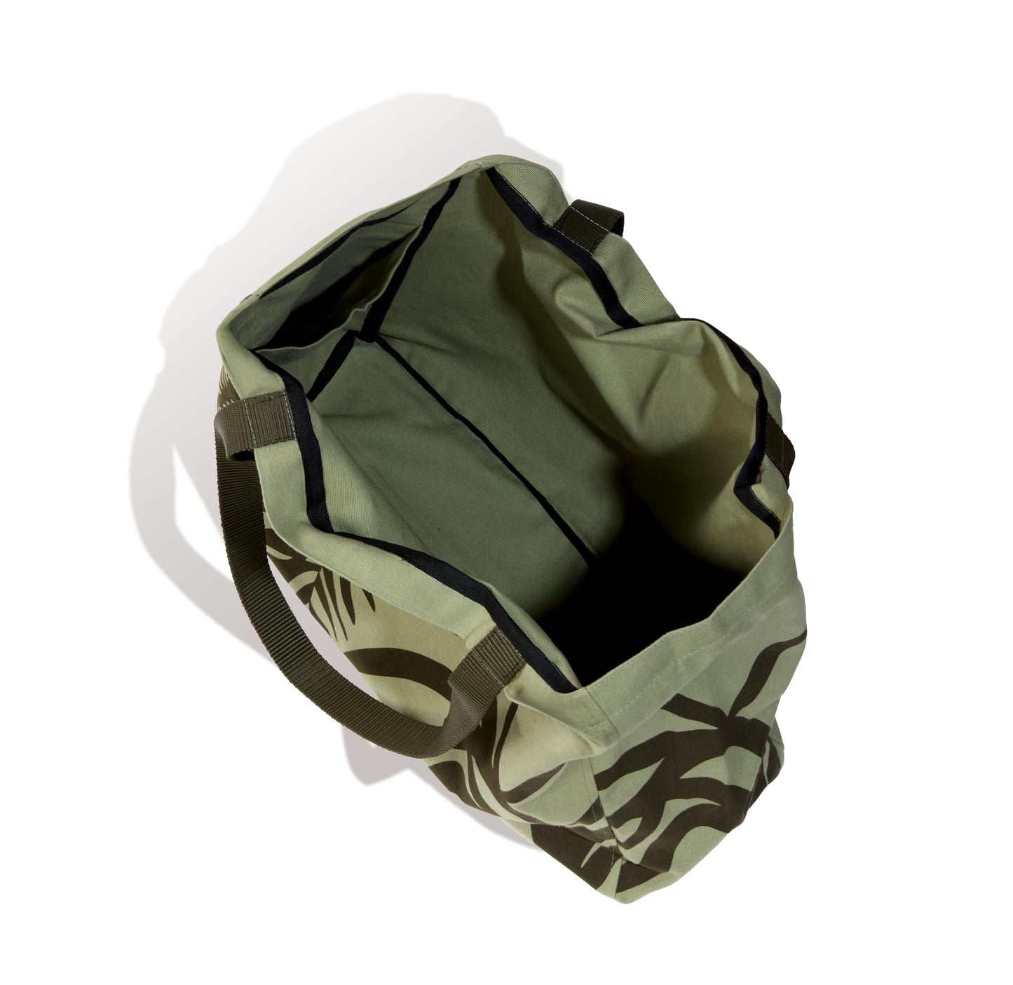 Wild Harmony Canvas Bag – Tiger Print Cotton Bag with Khaki Webbing Handles, Interior Pocket - 3 Color Options (khaki)