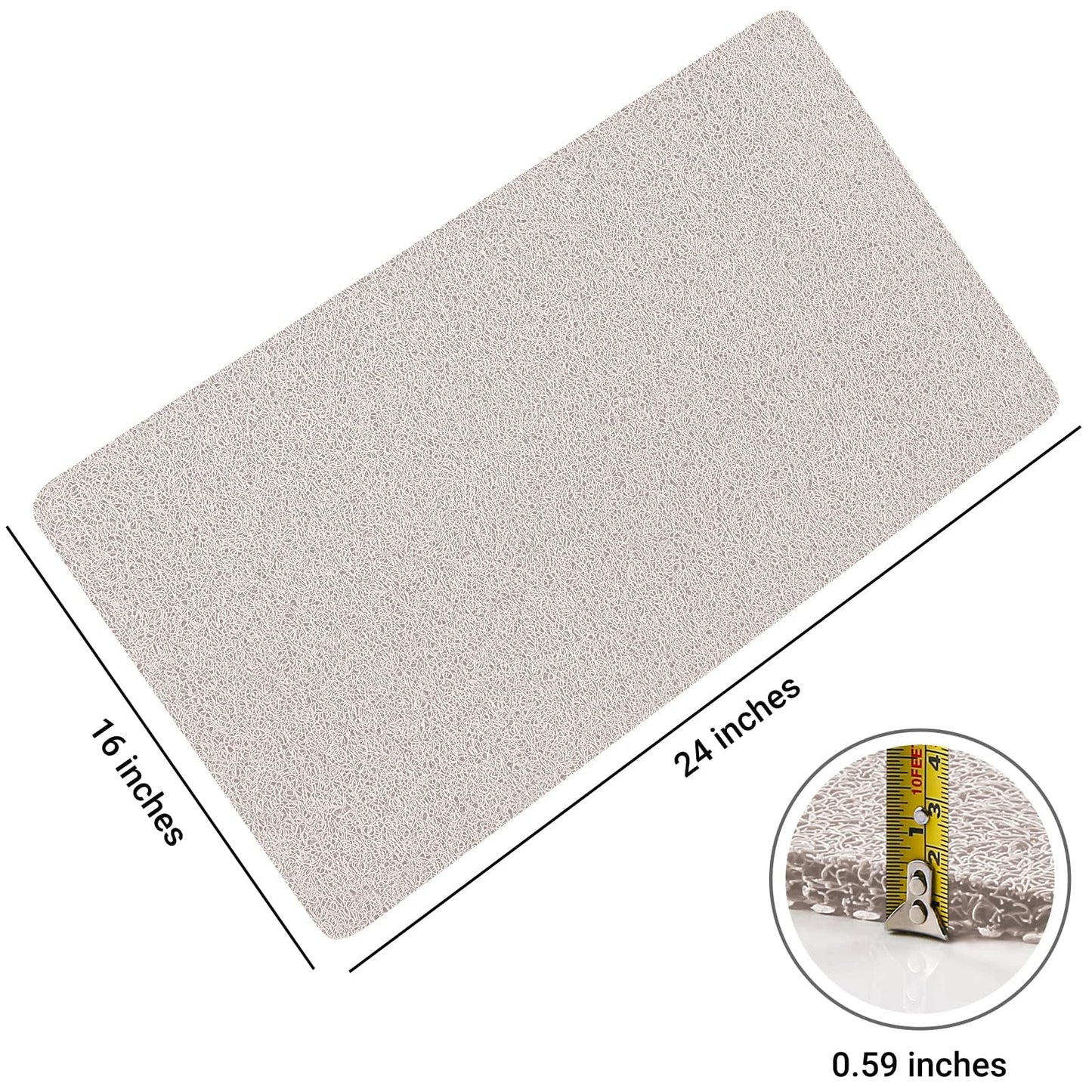 LuxStep Shower Mat Bathtub Mat,24x16 inch, Non-Slip Bath Mat with Drain, Quick Drying PVC Loofah Bathmat for Tub,Shower,Bathroom (Phthalate Free,White)