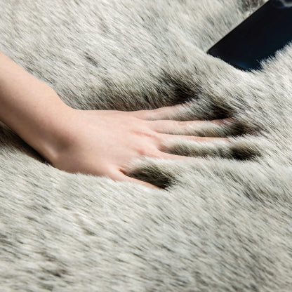 Ashler Faux Fox Fur Rug, Green White Brown Fluffy Rug, 3x5 Rectangle Rugs, Ultra Soft Shaggy Area Rugs for Bedroom, Fuzzy Carpets for Living Room, Sofa