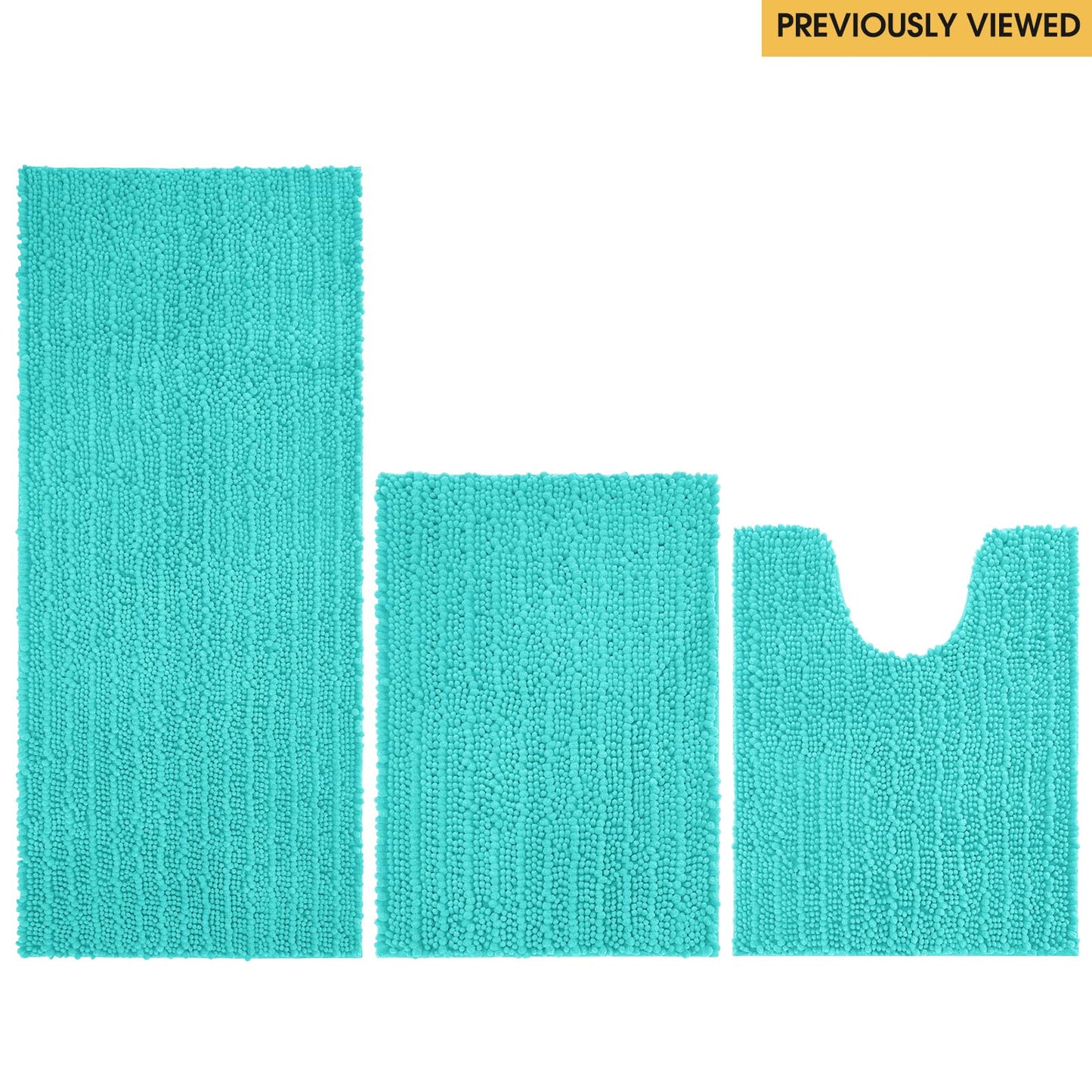 ACCUMTEK Upgrade Extra Large Teal Green Bathroom Rug Set 3 Pieces Ultra Soft, Thick Absorbent Bath Mats, Non Slip Chenille Toilet Mat for Bathroom, Bedroom, Kitchen, Turquoise
