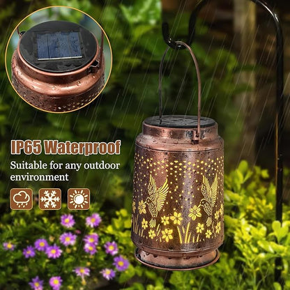 Birthday Gifts for Women Solar Lights Outdoor Waterproof - Unique Garden Decor Hummingbird Solar Lantern, Christmas House Warming Best Friend Gifts Decoration Outside for Yard Lawn