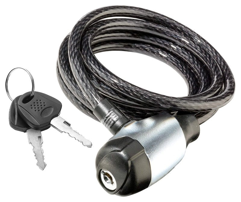Schwinn Bike Cable Lock with Keys, 6 ft x 8 mm, Black, Durable Steel, Protective Vinyl Cover, Carrying Bracket for Transport, Anti Theft Protection, Bike Lock Cable for Security