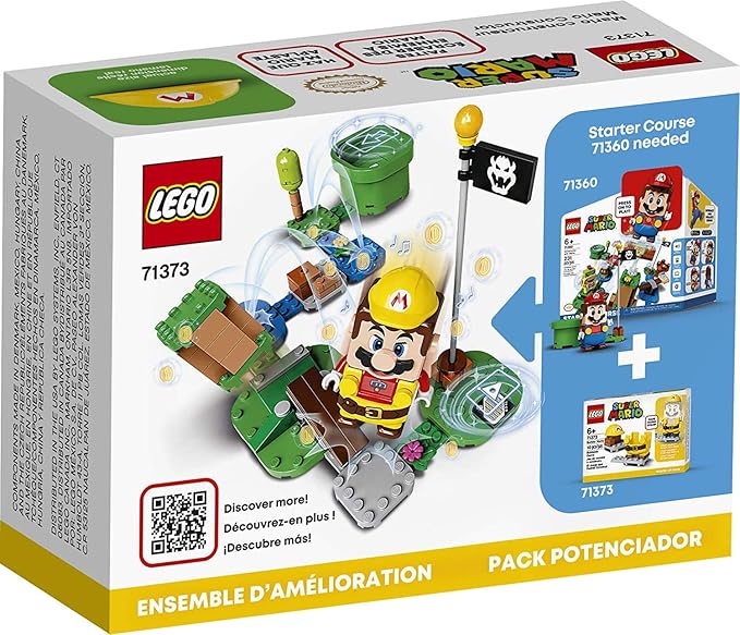 LEGO Super Mario Builder Mario Power-Up Pack 71373 Building Kit Fun Gift for Kids to Power Up The Mario Figure in The Adventures with Mario Starter Course (71360) Playset (10 Pieces)