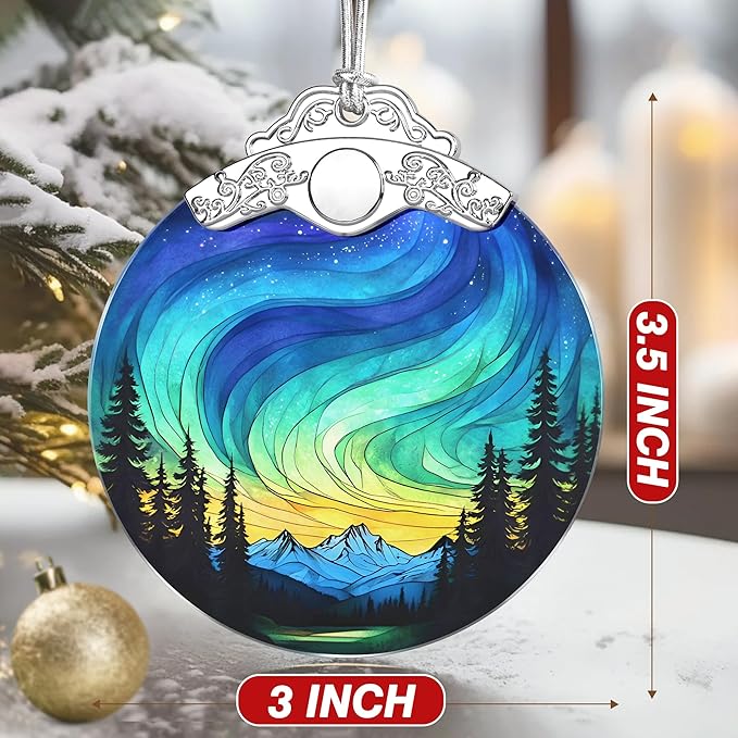 Aurora Borealis Ornament – Christmas Decoration & Christmas Ornament; Stained Glass Holiday Decoration (Holiday Present, Bauble Present, Gift Idea, Gift Exchange) | Heirloom Keepsakes