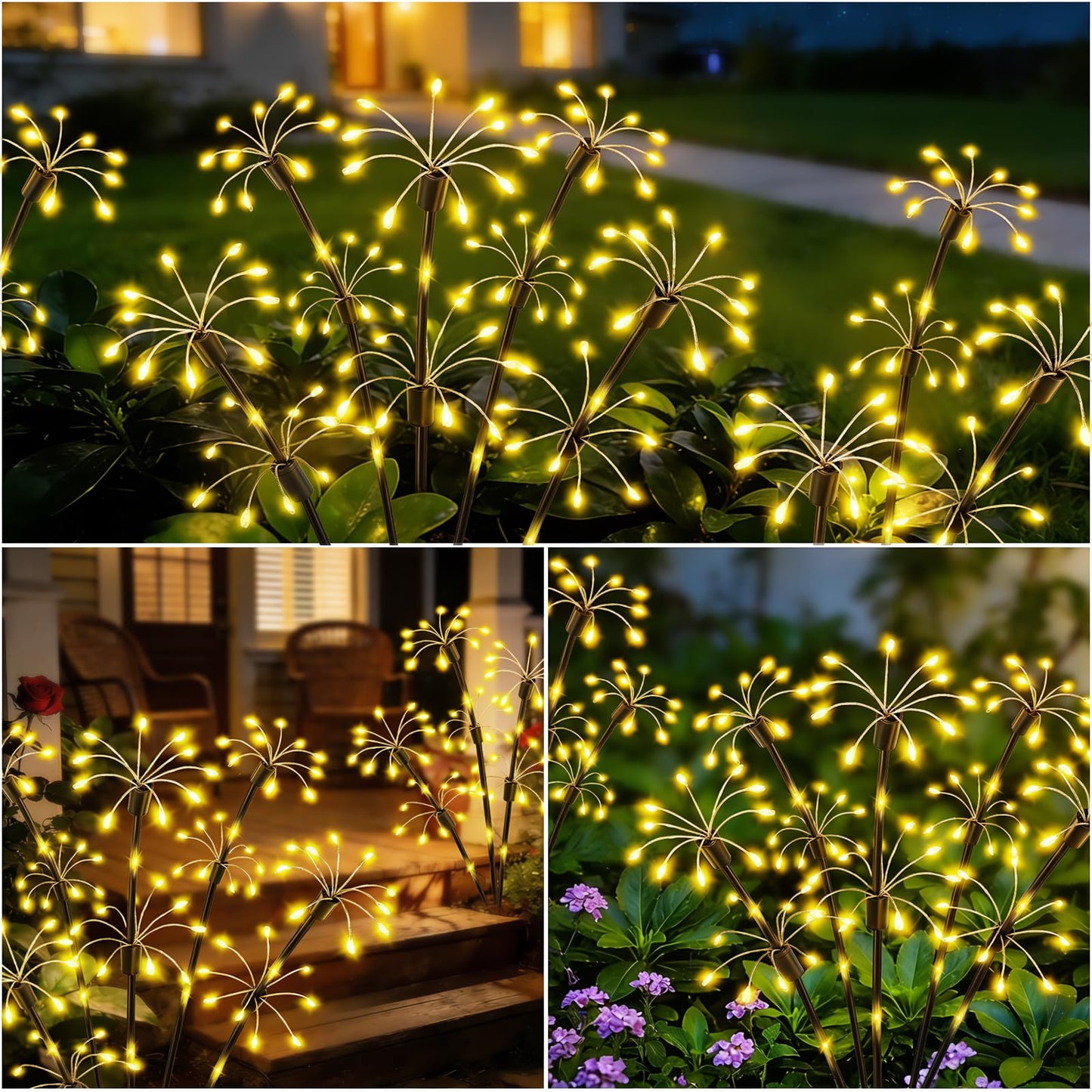 Solar Garden Lights Outdoor, 6 Pack 2-Layer Swaying Firework Lights, Waterproof Starburst Fairy Light Garden Decor for Yard Patio Pathway Lawn, Gardening Gifts for Women Mom Grandma Mother's Day