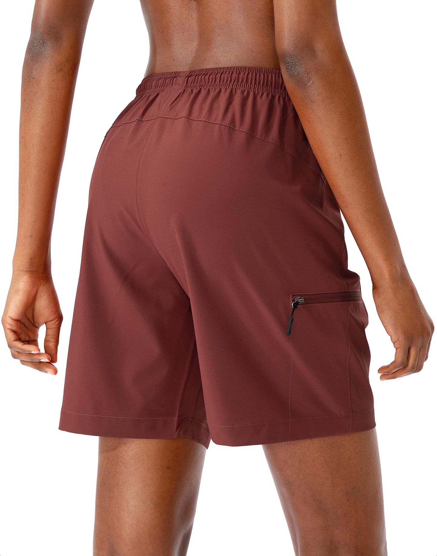 SANTINY Women's 5''/ 7''/9'' Hiking Cargo Shorts Quick Dry Lightweight Summer Shorts for Women Athletic Golf Zipper Pockets(Maroon_L)