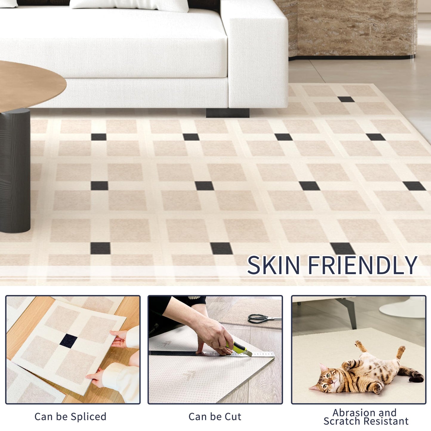 Azaeahom Carpet Tiles Peel and Stick, Squares Self Adhesive Carpet Floor Tile(15.75'' x 15.75''), Anti-Slip, Reusable, 0.38'' Thick, Carpets Easy Install DIY for Bedroom Living Room(12 Pcs)
