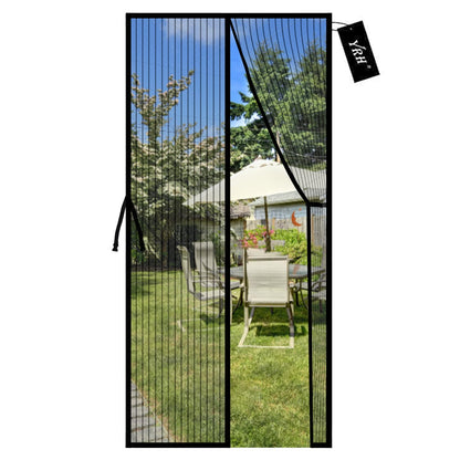YRH Magnetic Screen Door with Stay Open Buckles - Heavy Duty Self-Sealing Mesh,Powerful Magnets,Full Frame Magic Tape (Fit for Door Size:32x78 Inch,Screen Itself Size:34x80 Inch, Black)